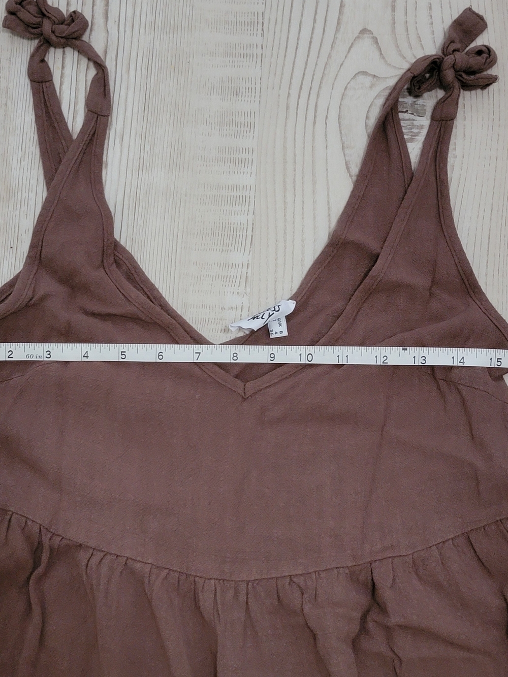 Princess Polly Tessa Romper Brown With Tie Strap Details Linen Blend Size 4 - Picture 3 of 8